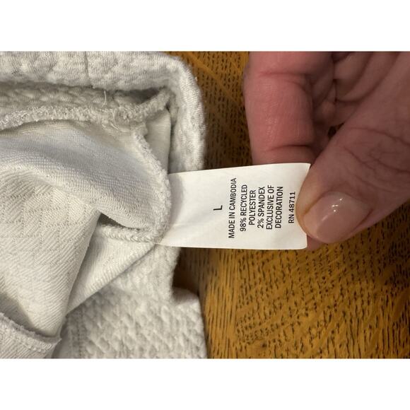 Womens Light Gray Waffle Sweatshirt, Sz L Casual Warm Comfortable Top Gorpcore - Picture 11 of 11